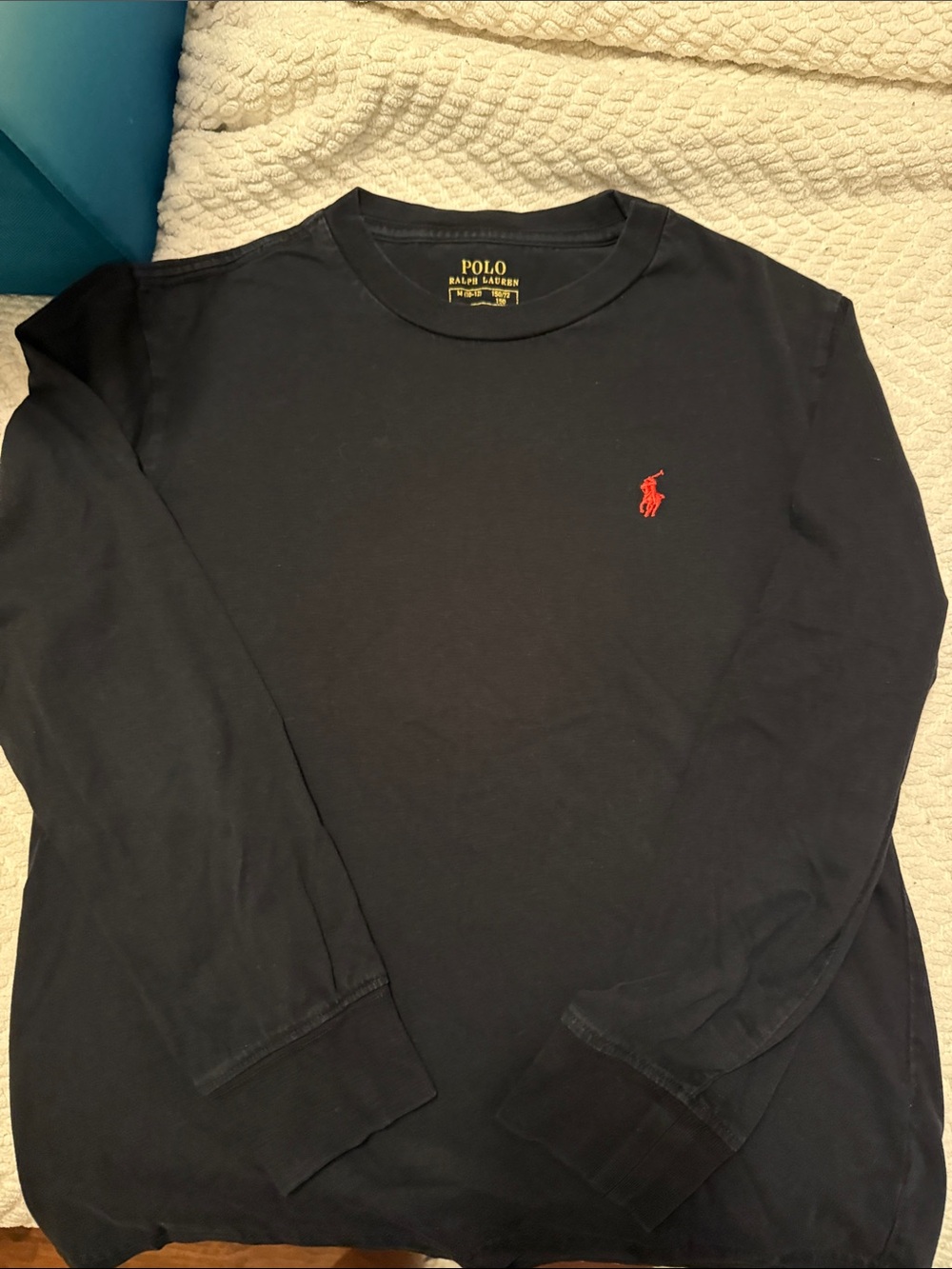 Polo by Ralph Lauren boys Long Sleeve Crew Neck Shirt - Black with Red Logo
